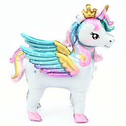 Воздушный шар фольгированный 26" «Единорог с крыльями», под воздух