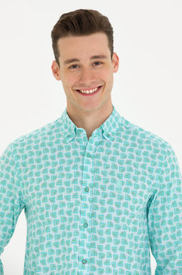 U. S. Polo Assn Мужская мятная рубашка с длинным рукавом - U.s. polo assn фото 12