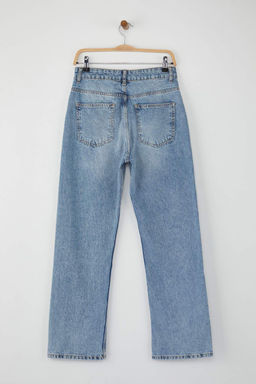 Koyu Mavi Yuksek Bel Comfort Straight Jeans TWOAW26JE00063 - Trendyolmilla фото 10
