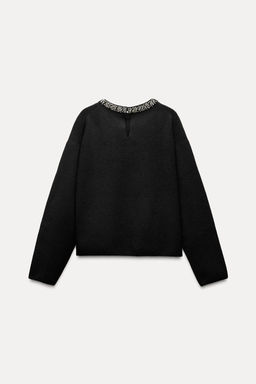 JEWELLED NECK KNIT SWEATER - Zara фото 4
