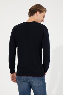 U. S. Polo Assn Мужской темно-синий трикотажный свитер с круглым вырезом - U.s. polo assn фото 5