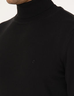 Siyah Slim Fit Bal_k__ Yaka Basic Triko Kazak - Pierre cardin фото 7