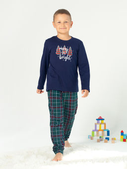 Пижама детская кулирка с брюками "ЕЛКИ" ЗЕЛЕНЫЙ