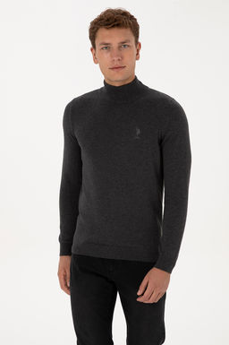 Erkek Slim Fit Yar_m Bo_azl_ Antrasit Melanj Basic Kazak - U.s. polo assn фото 3