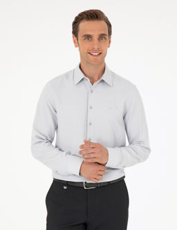 Рубашка Pierre Cardin Slim Fit серая с длинным рукавом