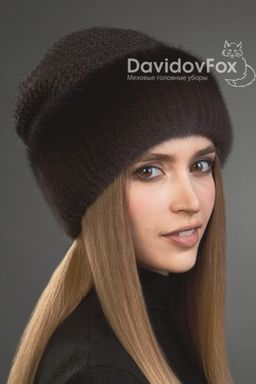 Шапка Камелия норка трикотаж кофе градэ