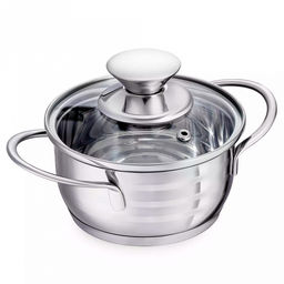 Кастрюля из нержавеющей стали Bimbo Vitro 0,7л, д12см, h6см, s0,5мм, дно s2,9мм, стеклянная крышка, ручки из нержавеющей стали, точечная сварка (Китай) Подходит для всех видов плит, включая индукционную. - Домашняя мода фото 2