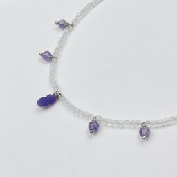 Колье из Горного Хрусталя,Аметиста и Халцедона - Радуга самоцветов фото 3