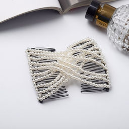 Зажим для волос «Сетка», роскошь, 9.5 см, белый