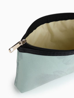 Косметичка на молнии плоская, с принтом, зелёная