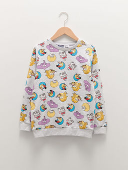 Bisiklet Yaka Kral ?akir Bask?l? Uzun Kollu Erkek ?ocuk Sweatshirt