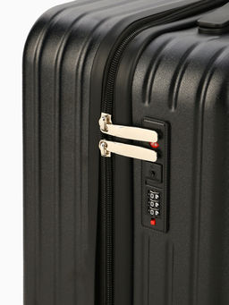Чемодан на колёсах маленький 44 л (S), на молнии, кодовый замок, 4 колеса, чёрный