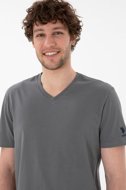 Erkek Regular Fit V Yaka Antrasit Basic Ti__rt Sepette S_rpriz _ndirim - U.s. polo assn фото 3