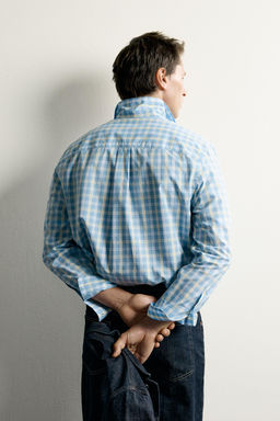 CAMISA REGULAR FIT CUADROS / Verde agua - Zara фото 3
