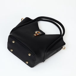 Сумка женская тоут на клапане, с косметичкой, 17×11×22 см, однотонная, чёрная