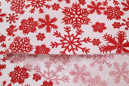Бязь "Красные снежинки на белом", ш.1.5м, хлопок-100%, 120гр/м.кв