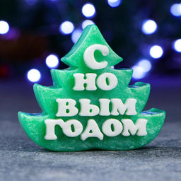 Фигурное мыло Символ года: Ёлочка с новым годом зелёная, 60гр, 7х8х3см