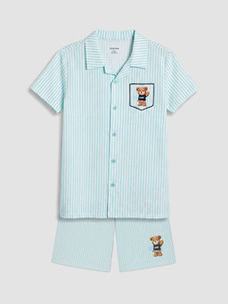 Resort Yaka Erkek ?ocuk ?ortlu Pijama Tak?m?