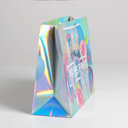 Пакет подарочный голографический, упаковка, «Birthday Present», 32×26×12 см