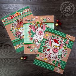 Комплект кухонных полотенец "Пятачок" 45*50/Полотенца: 3 шт. - 45 х 60 Вафельные полотенца