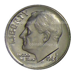 Монета 1 дайм (10 центов) 1984 года D США