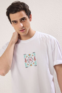 TRENDYOL MAN Siyah Oversize/Genis Kesim Bask?l? %100 Pamuk T-Shirt TMNSS25TS00067 - Trendyolmilla фото 4