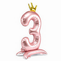 Воздушный шар фольгированный 42" «Цифра 3 с короной», на подставке