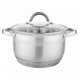 Кастрюля из нержавеющей стали "Kelli" 2,1л, д16см, h10,5см, стеклянная крышка, пароотвод, 9-ти слойное капсульное дно, зеркальная и матовая полировка, термостойкие клепаные ручки не нагреваются (Китай) Подходит для всех видов плит