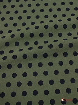 Муслин двухслойный с эф.фактурной стежки Крупный горох на сером хаки, ш.1.43м, хл-100%, 130гр/м.кв