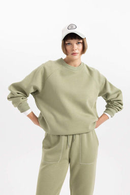 Толстый свитшот оверсайз с круглым вырезом - Defacto фото 4