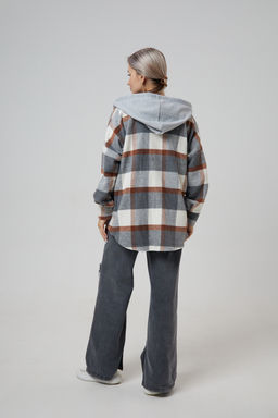 Рубашка женская в клетку с капюшоном РЖКК-01