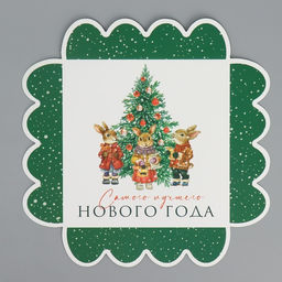 Цена за 5 шт. Коробка для кондитерских изделий новогодняя с пластиковой крышкой «Зайчики», 13×13×3 см