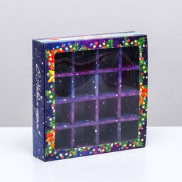 Цена за 5 шт. Упаковка для конфет 16 шт Яркий Новый Год, 17,7 х 17,7 х 3,8 см - Simaland фото 6