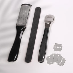 Набор для педикюра, 4 предмета, на блистере, чёрный