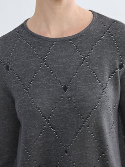 Bisiklet Yaka Desenli Kad?n Ti??rt