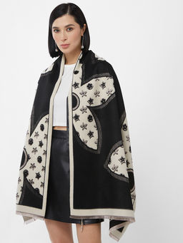 в составе ШЕРСТЬ и КАШЕМИР Большой, мягкий, теплый двусторонний палантин с принтом. - Tantino фото 8