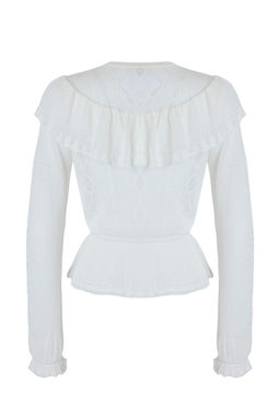 Ekru Omuz ve Etek Ucu Detayl? Ajurlu/Delikli Ince Triko H?rka TWOSS26HI00005 - Trendyolmilla фото 2