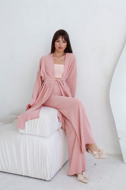 9164 Костюм из кимоно и брюк-палаццо пудровый - Martichelli фото 12