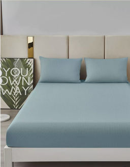 Простыня Страйп на резинке Мерцана MERCS001 (Серо-голубой) 160x200