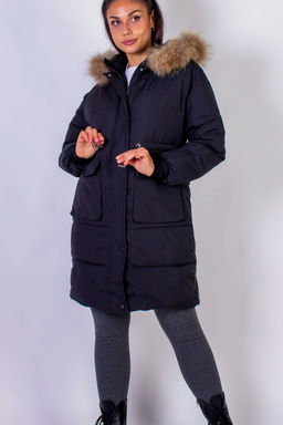 Зимняя удлиненная парка с капюшоном натуральный мех арт.617