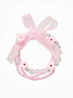 Цена за 2 шт. Набор детских браслетов 3 шт. «Выбражулька. Цветок. Бант», d=6 см, белый, розовый