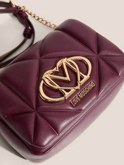 Кросс-боди LOVE MOSCHINO EMBOSSED Q Артикул 4561046, фиолетово-бордовый  фото 2