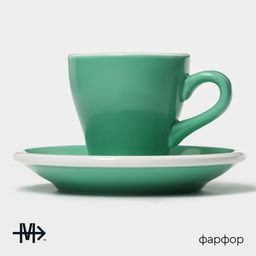 Кофейная пара Magistro Coffee time, 2 предмета: чашка 80 мл, блюдце d=12.5 см, фарфор, бирюзовая