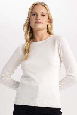 Regular Fit Bisiklet Yaka Yumusak Dokulu Basic Duz Triko Kazak - Defacto фото 4
