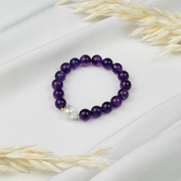 Браслет из Аметиста и Жемчуга - Радуга самоцветов фото 2