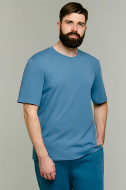 Арт. 61112/4 Футболка мужская однотонная 48-58 (6 шт) Цвет:темно-синий