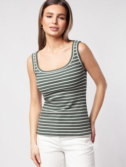 D43.222 Топ женский оливковый-белый