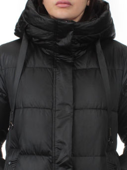 9116 BLACK Пальто зимнее женское (холлофайбер 200 гр.) - Fashion фото 4