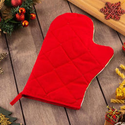 Цена за 3 шт. Варежка-прихватка Christmas red flowers 20?28 см, саржа, 100% хлопок, ватин 250 г/м?