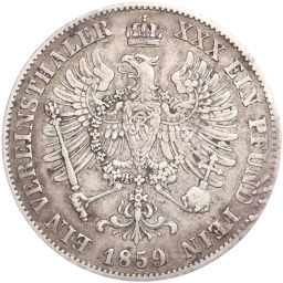 Монета 1 союзный телер 1859 года A Пруссия